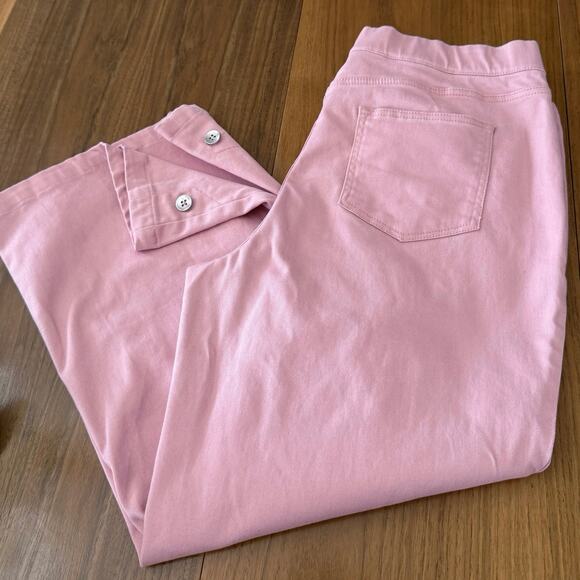 Isaac Mizrahi Live Pink Denim Suit Crop Pants Size 14 Long Sleeve Jacket Medium - Picture 4 of 13